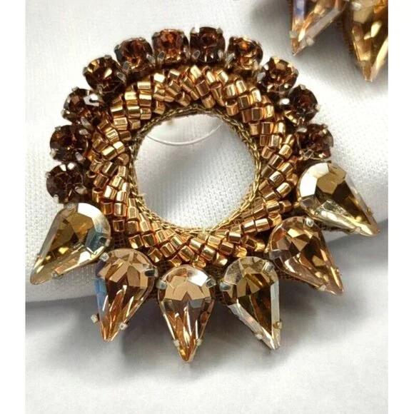 Anthropologie Deepa Gurnani Earrings Valencia Beaded Crystal Gold Studs - Picture 3 of 11